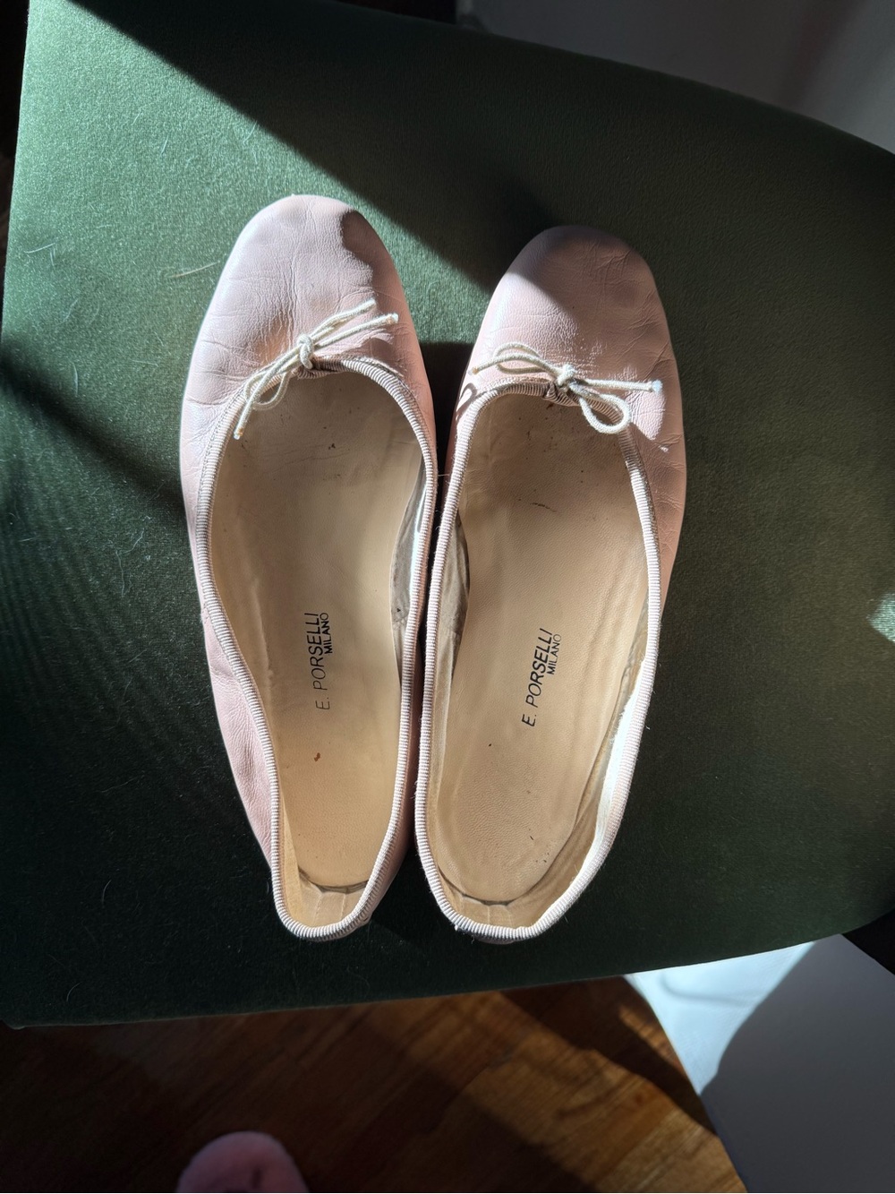 PORSELLI Pink Leather Ballet Flats